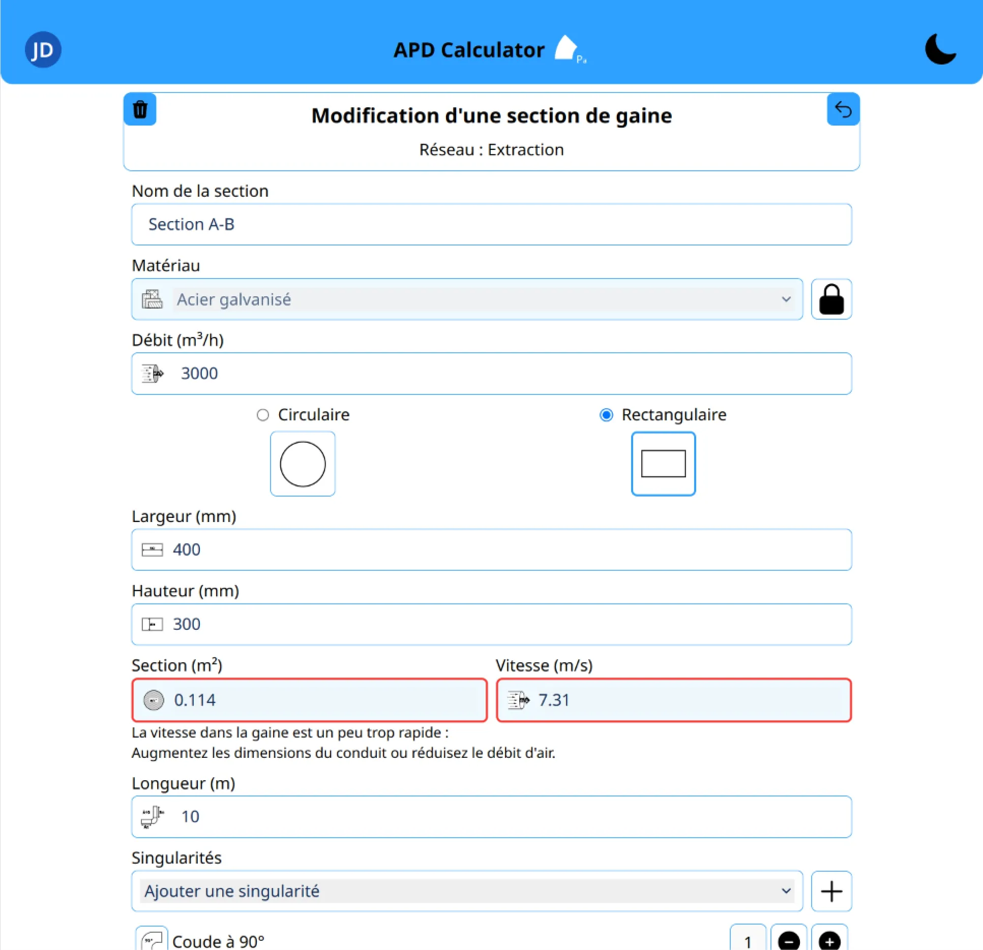 A web application window